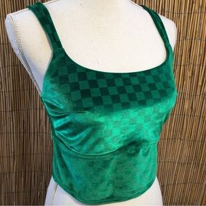 🧼Green checkered velvet brami